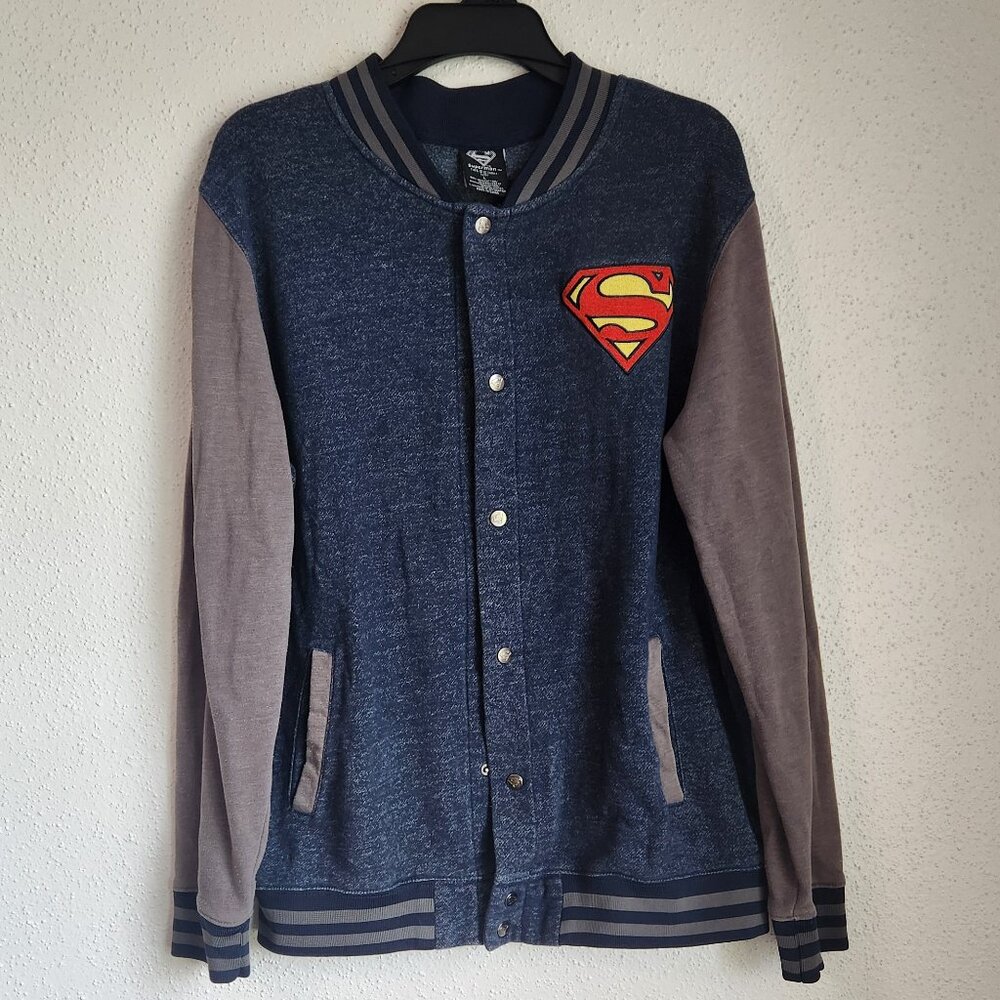 Superman Varsity Jacket DC Comic Adult Large Stylish Superhero Man Of Steel
